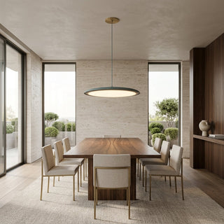 Pendant Light with Round Metal UFO Shape - green