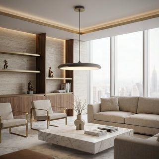 Pendant Light with Round Metal UFO Shape - gray