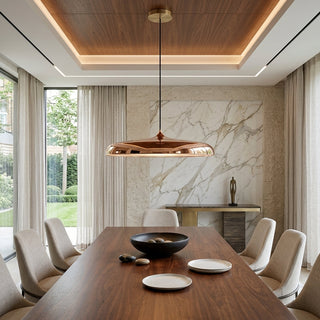 Pendant Light with Round Metal UFO Shape - rose gold