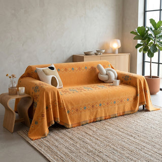 Sofa Cover with Boho Jacquard Pattern Non-Slip - orange