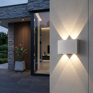 Outdoor Wall Light Fixture With Up Down LED - white