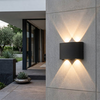 Outdoor Wall Light Fixture With Up Down LED - black
