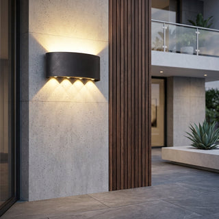Outdoor Wall Light Fixture With Up Down LED - black