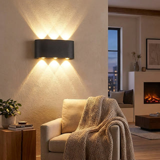 Outdoor Wall Light Fixture With Up Down LED - black
