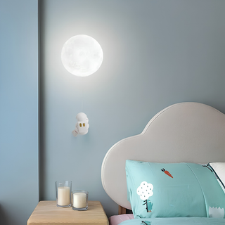 Wall Light With Astronaut Moon Design For Kids