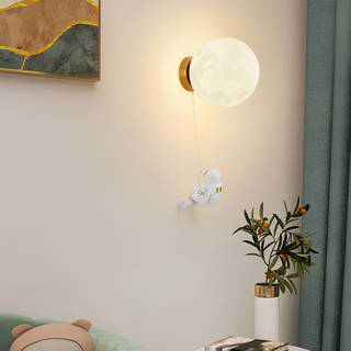 Wall Light With Astronaut Moon Design For Kids