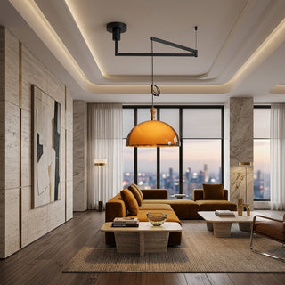 Pendant Ceiling Light With Adjustable Swing Arm - walnut color & brown