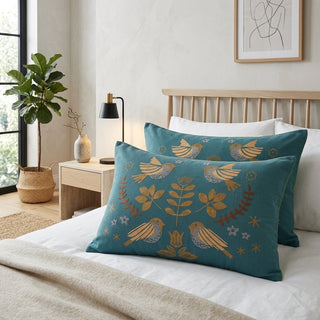 Decorative Pillow Cover With Floral Bird Pattern for Sofa Bed