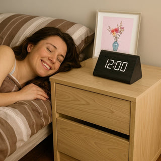 Digital Alarm Clock With Wood Effect LED Display