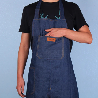 Denim Pottery Apron With Split Leg Design And Pockets
