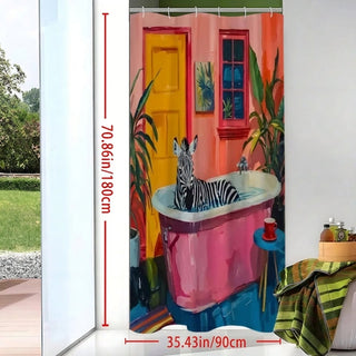 Shower Curtain With Decorative Zebra Pattern for Bathroom