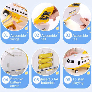 Kids Folding Airplane Playset with Airport Track