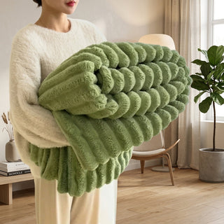 Decorative Blanket with Striped Pattern for Sofa Bed - matcha green