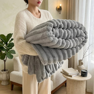 Decorative Blanket with Striped Pattern for Sofa Bed - gray