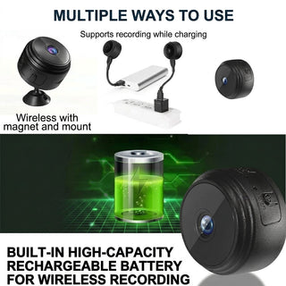 Mini wireless security camera with magnetic mount
