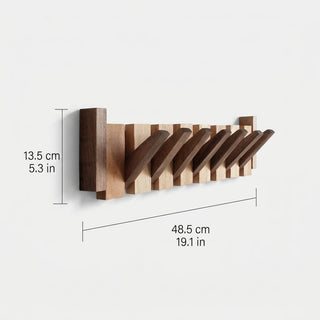 Wall Coat Rack with Wooden Folding Hooks for Entryway