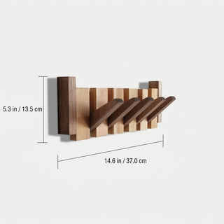 Wall Coat Rack with Wooden Folding Hooks for Entryway