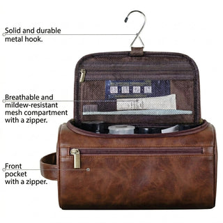 Cosmetic Bag with Multiple Compartments and Metal Hanging Hook