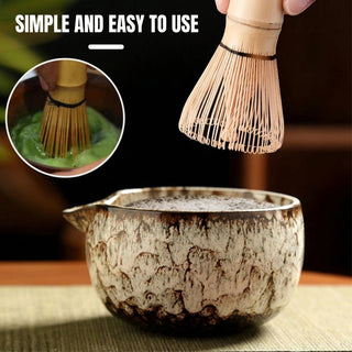 Matcha Tea Set with Bamboo Whisk and Ceramic Bowls