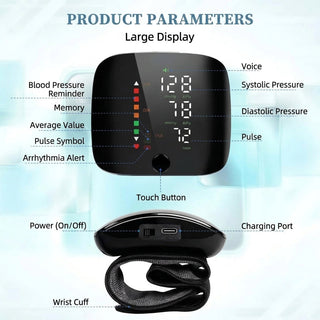 Wrist Blood Pressure Monitor With Voice Prompts And LCD Display