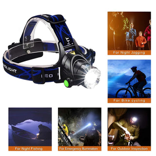 Rechargeable LED Headlamp Set with Adjustable Zoom Beam