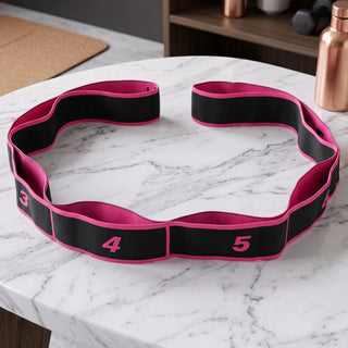 Stretching belt for yoga and Pilates workouts - pink red