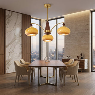 Chandelier With Multiple Glass Branch Lights - caramel color