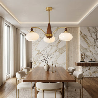 Chandelier With Multiple Glass Branch Lights - white