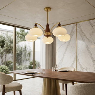 Chandelier With Multiple Glass Branch Lights - white