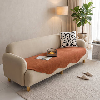 Sofa Cover with Quilted Design and Anti Slip Base - rust fuchsia
