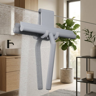 Shower Squeegee with Silicone Wall Holder - gray