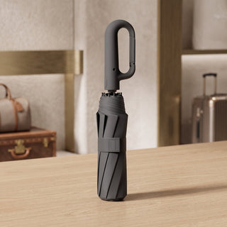 Folding Umbrella Windproof Large Automatic Design - black
