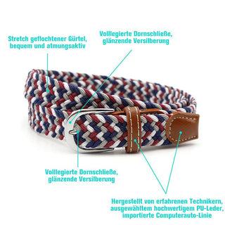 Hole Free Elastic Braided Belt With Metal Alloy Buckle And Comfortable Woven Design | Ogden