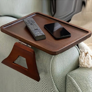Sofa Arm Tray Table with Folding Wooden Design