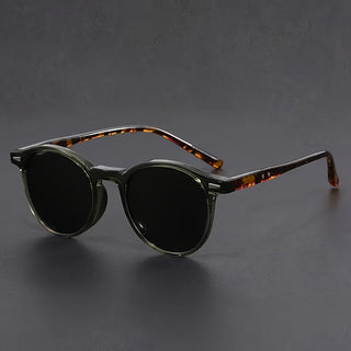 Men's Round Retro Sunglasses with Full Frame - green