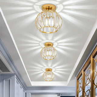 Flush Mount Ceiling Light Fixture With Vintage Glass Cage