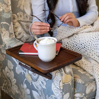 Sofa Arm Tray Table with Folding Wooden Design