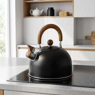 Stainless Steel Whistling Kettle With Ergonomic Handle - black