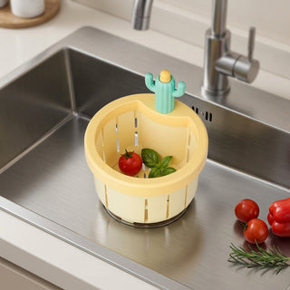 Kitchen Sink Drain Strainer Cactus Design Waste Filter - yellow