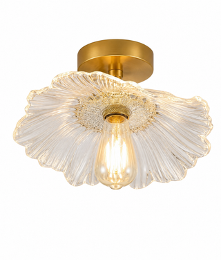 Vintage flower pendant light with sculpted shade