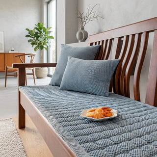 Quilted Sofa Cover with Ribbed Non-Slip Design - cloud blue