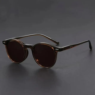 Men's Round Retro Sunglasses with Full Frame - brown