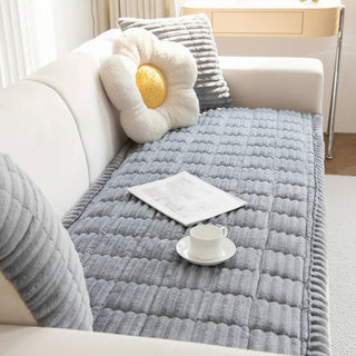 Quilted Winter Sofa Seat Cover With Non Slip - cloud texture