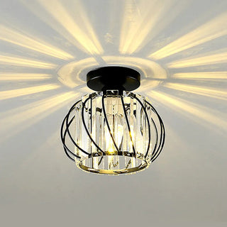 Flush Mount Ceiling Light Fixture With Vintage Glass Cage