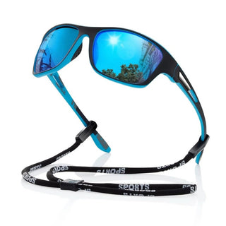 Men's Polarized Sports Sunglasses with Impact-Resistant Frame - blue