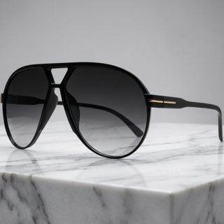 Oversized aviator sunglasses with square frames - black black