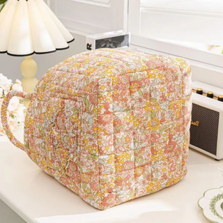 Storage Basket with Floral Print and Cotton Handles