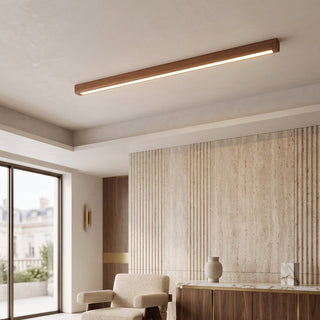 Pendant Light Fixture With Minimalist Linear Wood LED - dark color