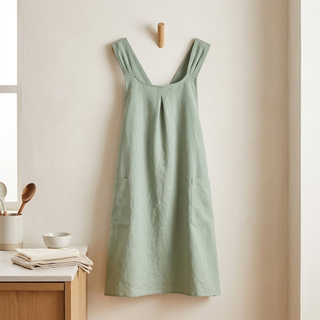 Kitchen Apron with Cross Back Design and Pockets - mint green