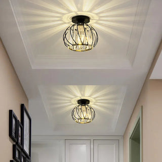 Flush Mount Ceiling Light Fixture With Vintage Glass Cage